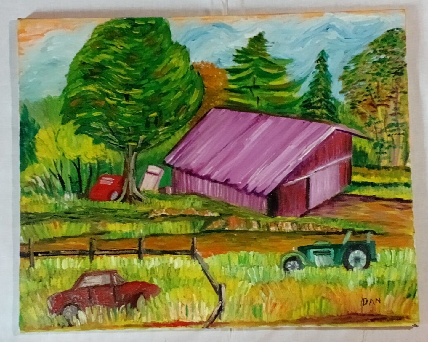 Hand made Oil Painting - Country Garage