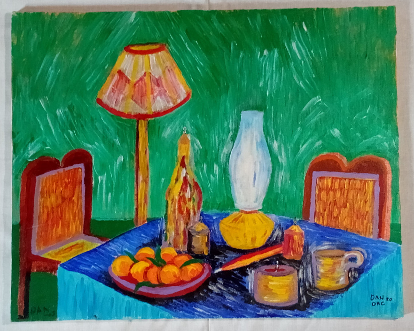 Hand made Acrylic Painting - Traditional Table