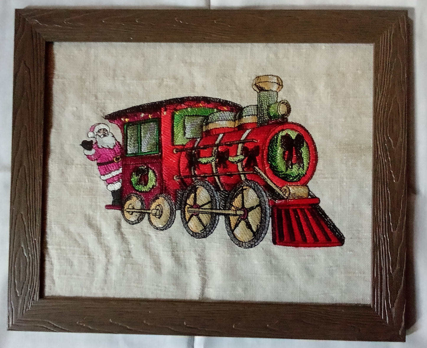 Christmas Train - Framed Embroidery